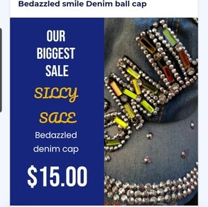 Bedazzled Denim Cap Baseball style womens